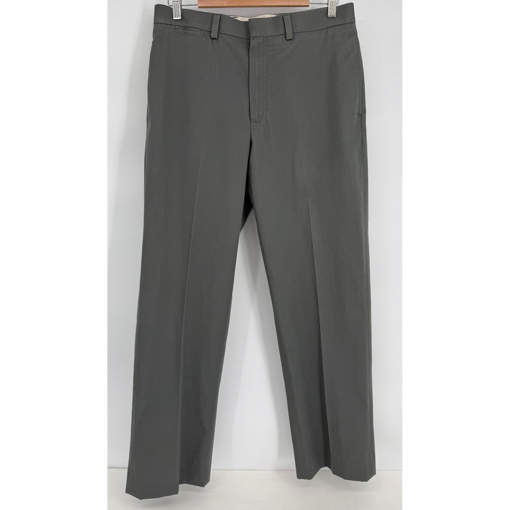 LL Bean Mens Classic Fit Chino Pants Gray 100‎ Cotton Flat Front Sz 32